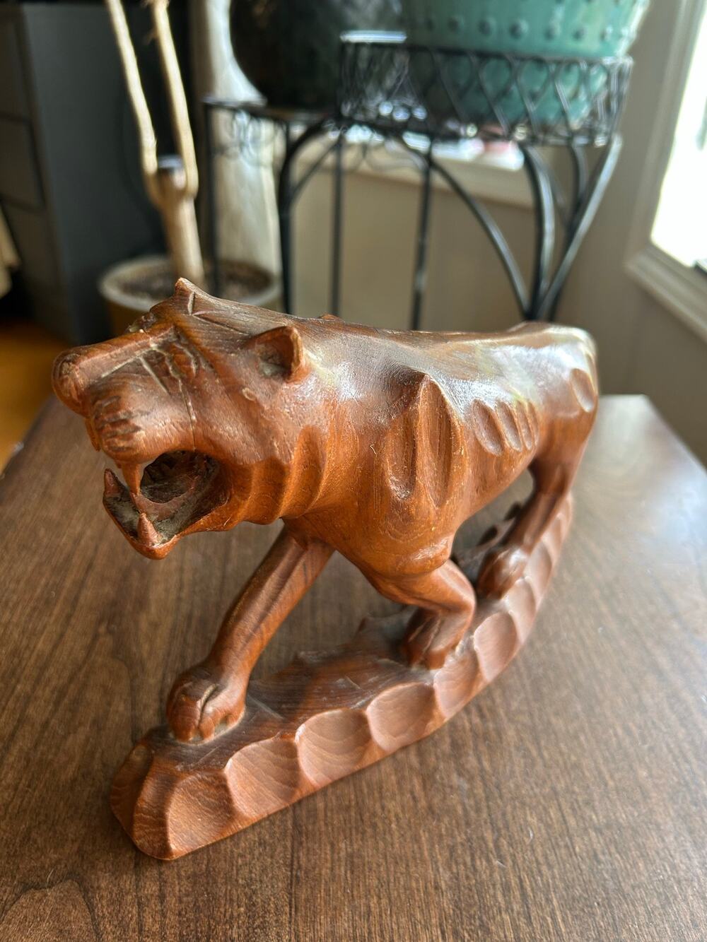 Vintage 70’s Hand Carved Wood Tiger